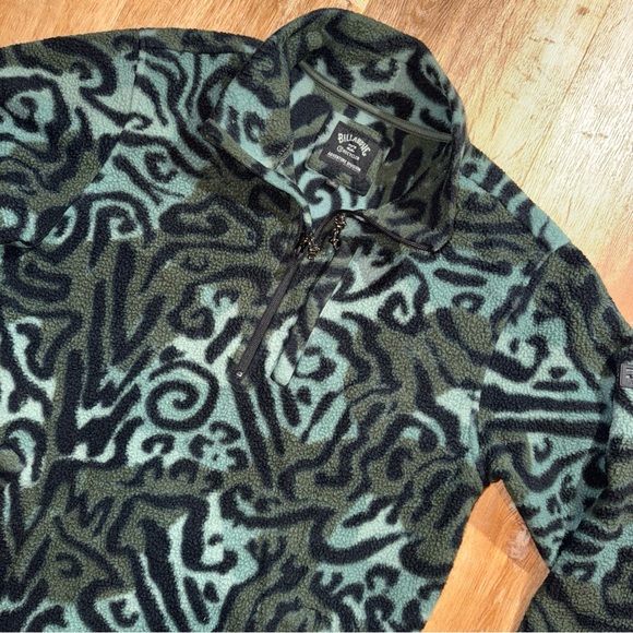 Billabong Adventure Division Pullover Fleece Women's Med M/M Green Geo Swirls - Picture 1 of 8